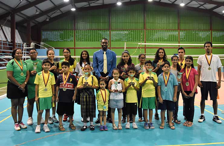 Director of Sport Christopher Jones poses with the respective winners after the presentation.