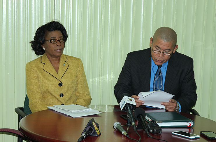 Minister of Social Cohesion, Dr. George Norton and Programme Coordinator at Ministry, Sharon Patterson