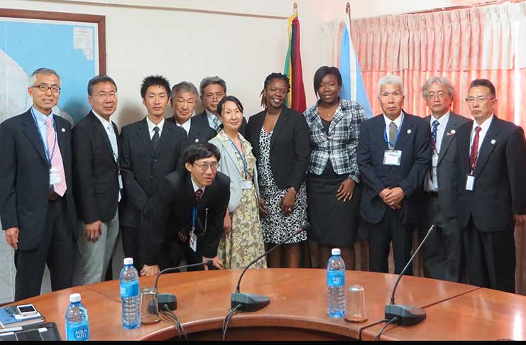 Japanese volunteers under the Japan International Cooperation Agency senior volunteers programme pay a courtesy visit to the Ministry of Foreign Affairs. The volunteers will be based in Guyana until October this year