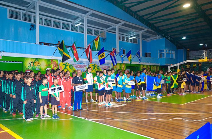 The participating teams at Caribbean Cadet and Junior Table Tennis  opening ceremony