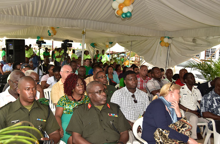 A section of the gathering at the launching of the Ministry of Communities/Central Housing and Planning Housing Solution 2017 and Beyond Expo at Perseverance Housing Scheme, East Bank Demerara on Friday. (Adrian Narine photo)