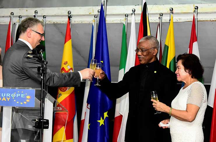 A toast! The two sides toasted the strong and friendly relationship between Guyana and the European Union