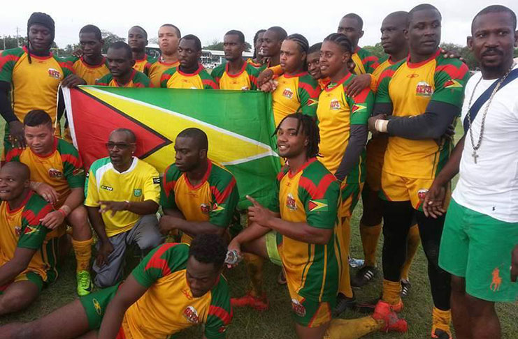The victorious Guyanese ruggers following their 34 – 26 win yesterday against Barbados.
Photo Name: GUYANA WIN