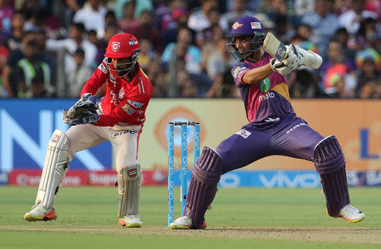 Ajinkya Rahane cuts one square © BCCI