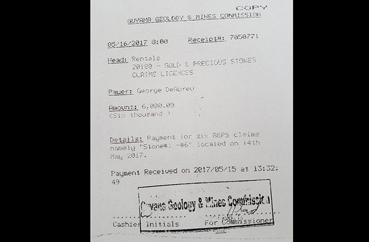 One of the claim receipts of George De Abreu