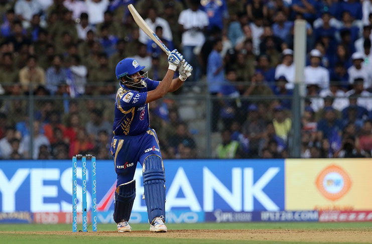Rohit Sharma targets the leg side during his impressive unbeaten 56 for Mumbai Indians.