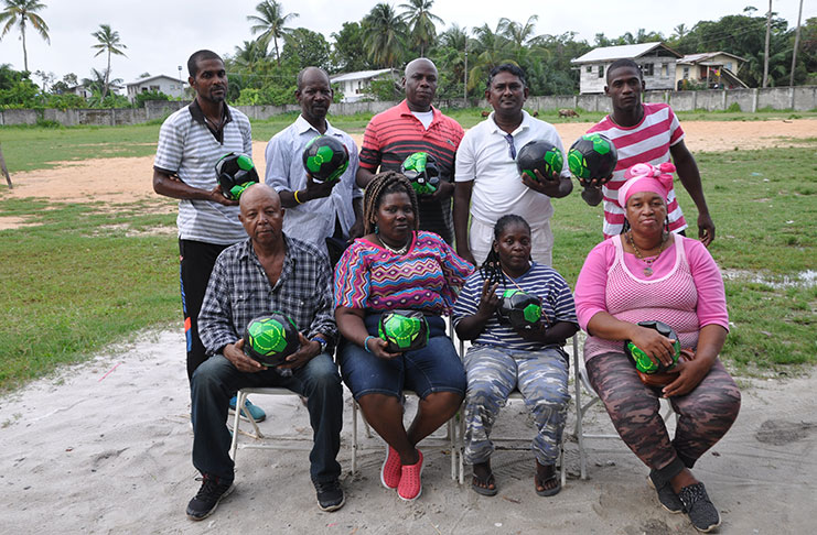 The new Mocha Champ FC executive: Seated from left, Noel Harry, Olive Harrison, Natasha Forris), Bernetta Ann Baker. Standing from left are Lindon Harrison (TD), Walter Giles, Herman Prince, Seenauth Ramsahai and Tyshawn Forris (Club captain).