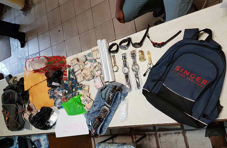 The items found by police during their raid at Bagotstown and Friendship, East Bank Demerara