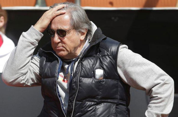 Romania head coach Ilie Nastase reacts while watching the FedCup Group II play-off match between Romania and Great Britain, in Constanta county, Romania, April 22, 2017. (Inquam Photos/George Calin/via REUTERS)