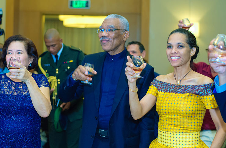 President David Granger and First Lady Sandra Granger and daughter toast to 25 years of THAG’s existence