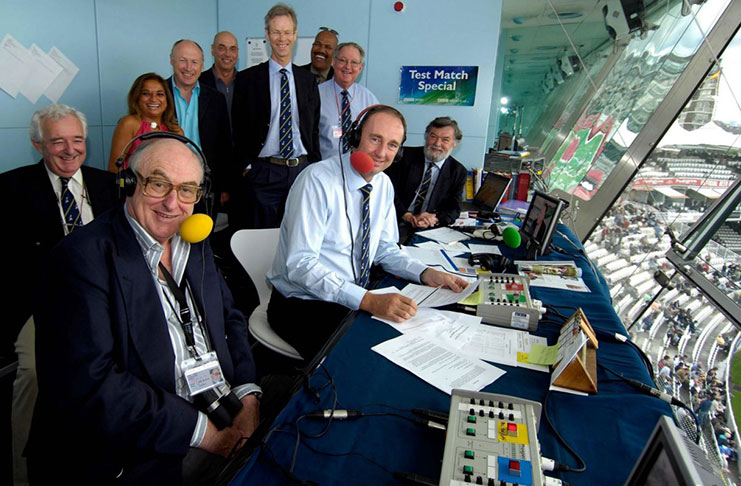 Members of the BBC Radio Test Match Special team including Henry Blofeld (left) and Jonathan Agnew Credit: Rebecca Naden/PA Wire