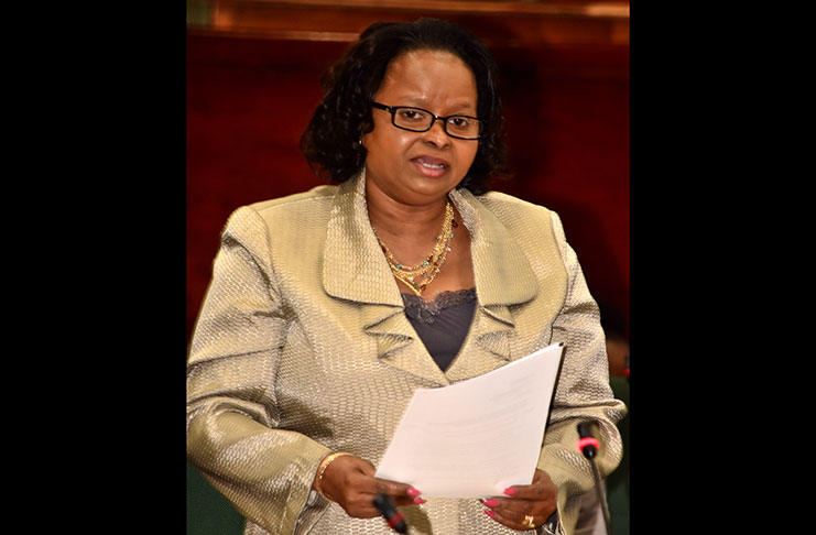Public Health Minister Volda Lawrence tabling the Tobacco Control Bill 2017 in the House