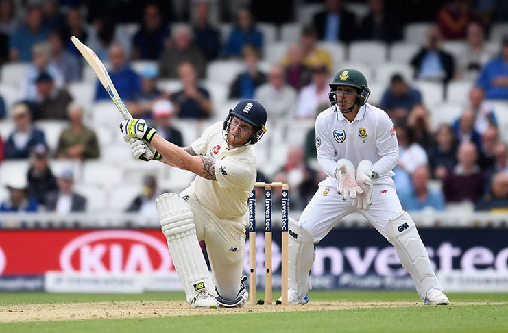 England's all-rounder Ben Stokes  went on the attack to reach  his fifth Test century at The Oval.