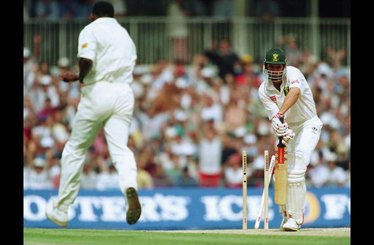 Hansie Cronje is beaten by a Devon Malcolm thunderbolt. (Getty)