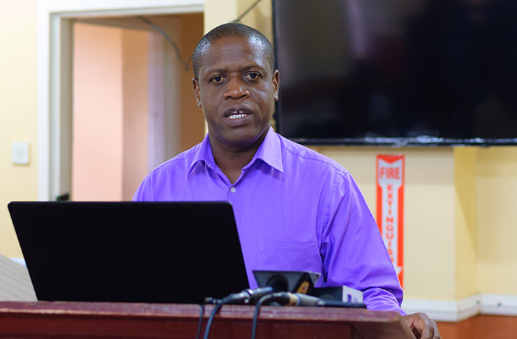 Chief Executive Officer (CEO) of the Central Housing and Planning Authority (CHPA), Leon Saul, during the press briefing held on Tuesday.