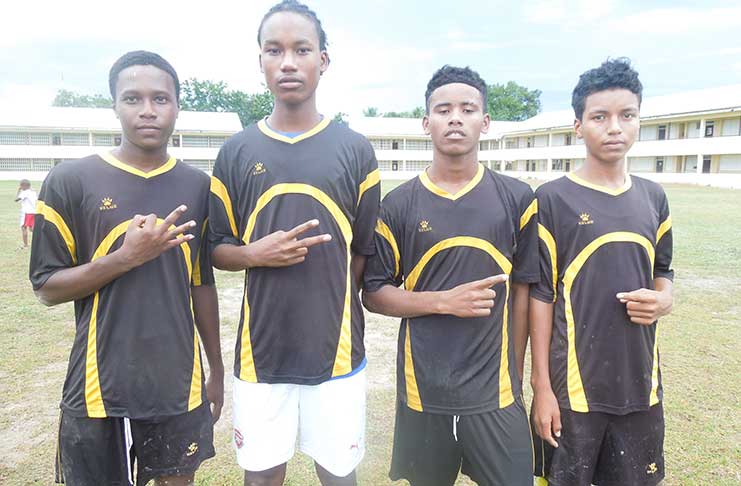 Goal scorers for Milerock FC  are from left: Tyrese Lewis, Lorenzo Miller, Lennox Richards and Mario Depaz.