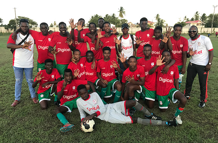 The victorious Christianburg/Wismar Secondary following their 5-3 penalty win against Buxton Youth Achievers yesterday