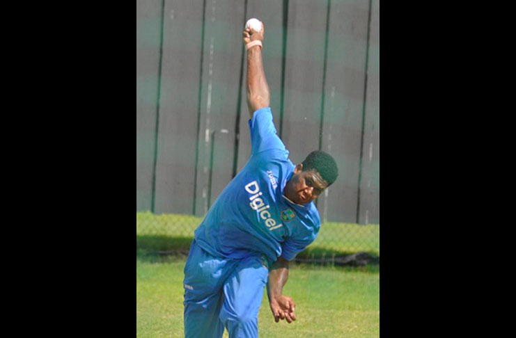 Leeward Islands fast bowler Kian Pemberton … snatched four wickets to peg back Guyana.