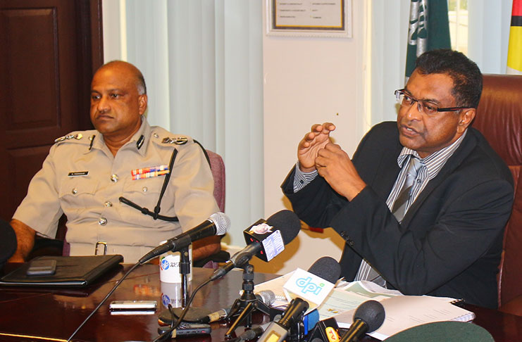 Minister of Public Security, Khemraj Ramjattan (right) and Commisisoner of Police, Seelall Persaud