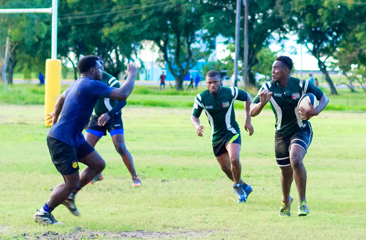 Guyana Chronicle’s Delano Williams was at the National Park yesterday and captured the ‘Green Machine’ in action, as they prepare to host USA on July 29 in the RAN 15s final.