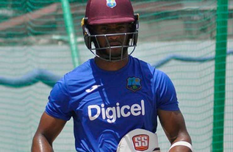 One of West Indies’ leading batsmen, Shai Hope, leaves a net session at Sabina Park yesterday. (Photo courtesy CWI Media)