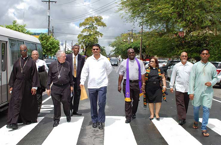 Religious leaders on their way to Parliament to protest against what they described as a lack of civility and conduct in Parliament.  The religious leaders said as a faith-based group, “we confirm our respect for the human dignity of all our people, regardless of political persuasion, and we believe public officials should conduct the people’s business in an atmosphere of mutual respect, decorum and grace. We also affirm the goodness of our fledgling democracy and the legitimacy of all rights, roles and responsibilities of citizens and public officials alike.”