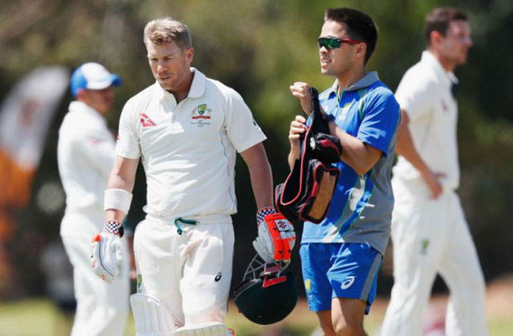 Australia vice-captain David Warner was in "good shape" after passing a concussion test following a blow to the neck.