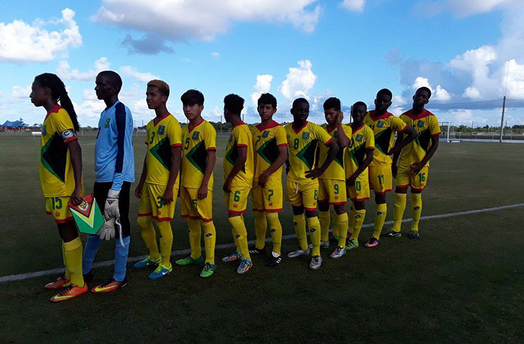Guyana prior to their kickoff against Suriname in the CONCACAF U-15 Championships
