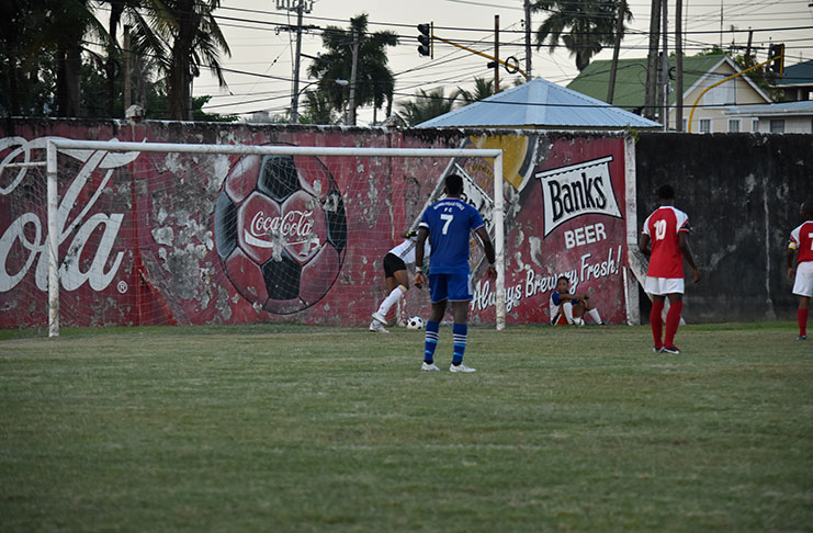 Police were in no mood to toy around as they mauled Black Pearl FC 12-0. (Adrian Narine Photo)