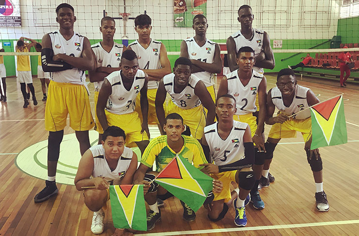 The victorious volleyball team following their second win over Suriname.