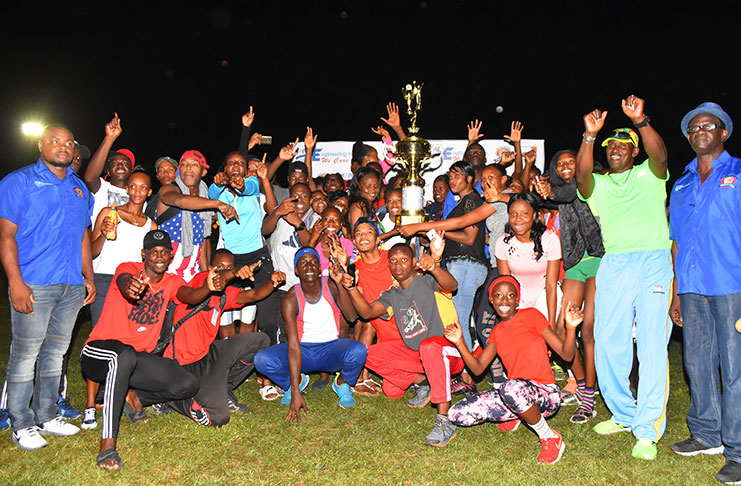 Police athletes celebrate their fourth title win at the Kares Engineering Inc Boyce and Jefford Classic which concluded last night at the MSC ground: (Samuel Maughn photo)