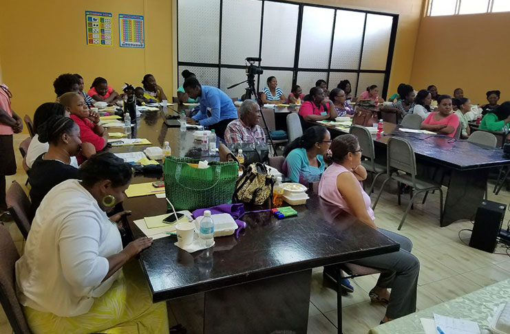 Linden nursery school teachers at the phonetics workshop on Monday