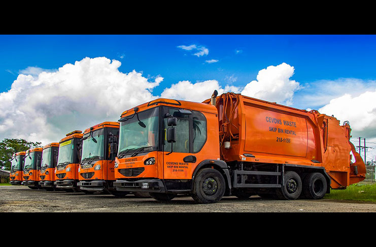 A fleet of garbage trucks at Cevons Waste Management’s headquarters
