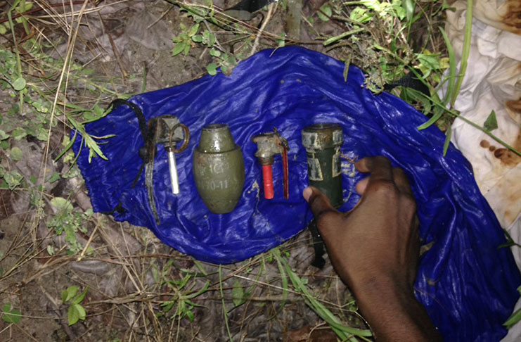 The two grenades that were retrieved by police in an abandoned house in Linden