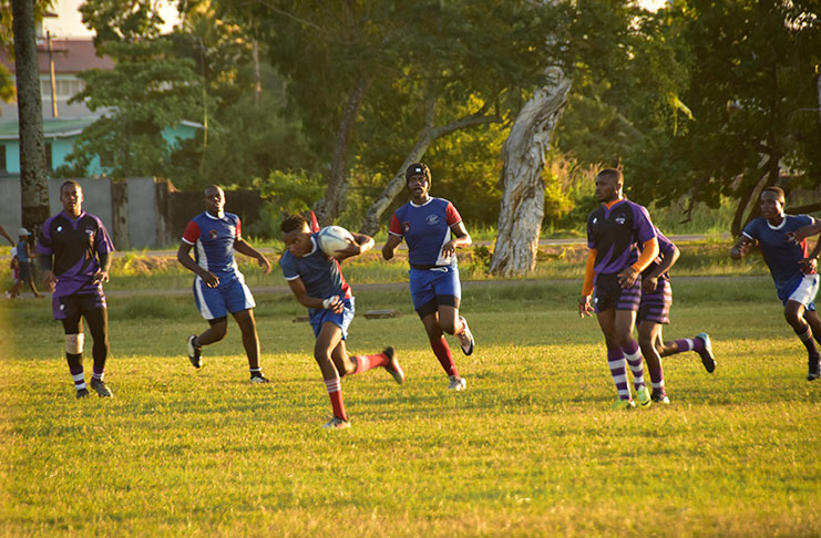 Chronicle Sport photographer Adrian Narine captures the action between Panthers and the GPF Falcons at the National Park last weekend.