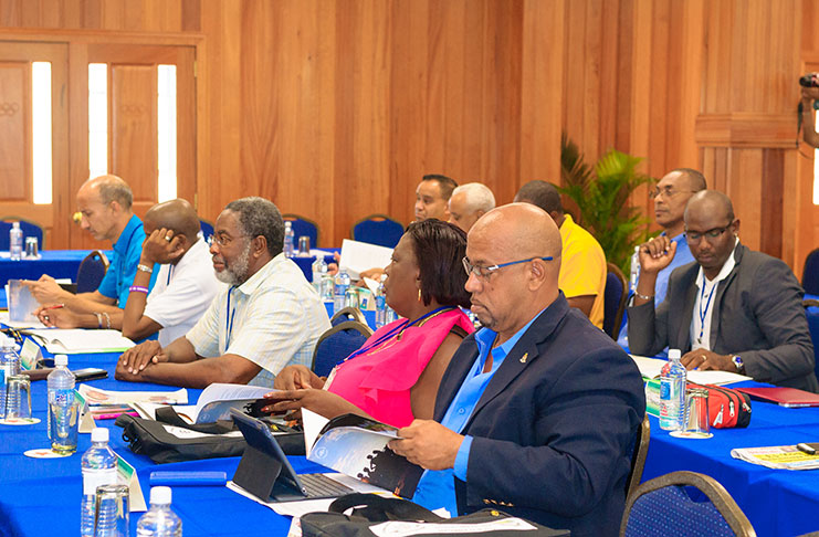 Some participants at yesterday’s CGF Meeting of the Americas and Caribbean, held at the GOA’s Headquarters, Liliendaal. (Delano Williams photo)