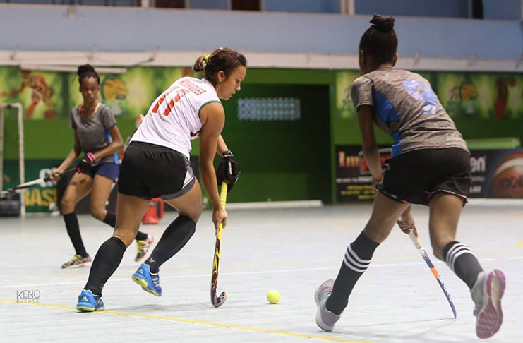 National right back Marisha Fernandes (with the ball) on the attack