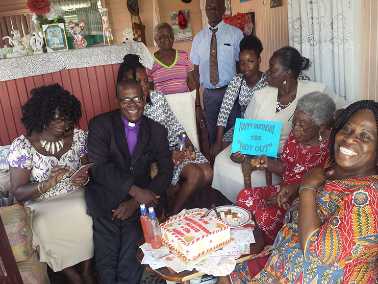 At left is Deacon Vanda Farley of Smith Memorial Church, and at extreme right is, Asst. Pastor Eunice Alleyne, seated next to Nen