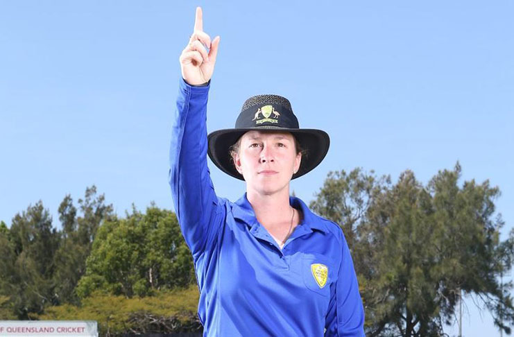 Claire Polosak will officiate at a match between New South Wales and Cricket Australia XI.