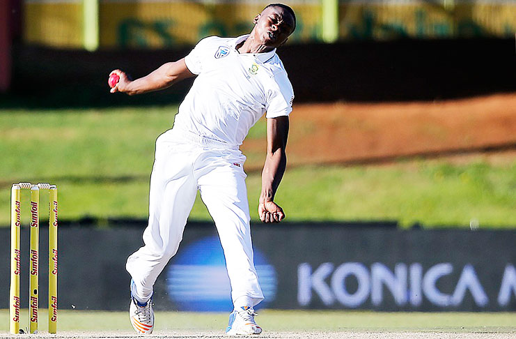 Kagiso Rabada ran in hard and hit the pitch harder, taking his sixth five-wicket haul and ensuring Bangladesh were following on by stumps ©AFP