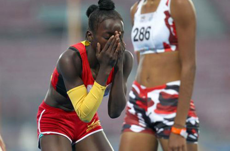TEARS OF JOY! Deshanna Skeete in tears after winning the Girls 400M in Chile