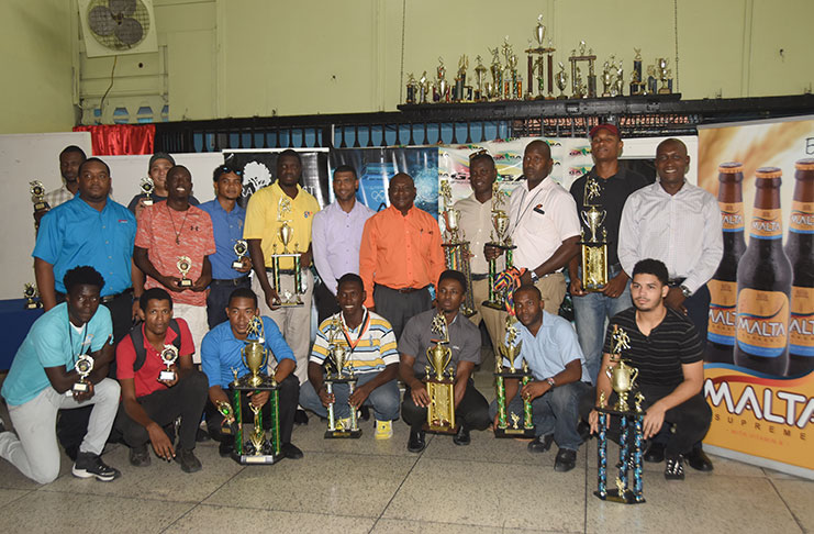 Banks DIH representative and clubs following yesterday’s presentation of prizes (Adrian Narine photo)