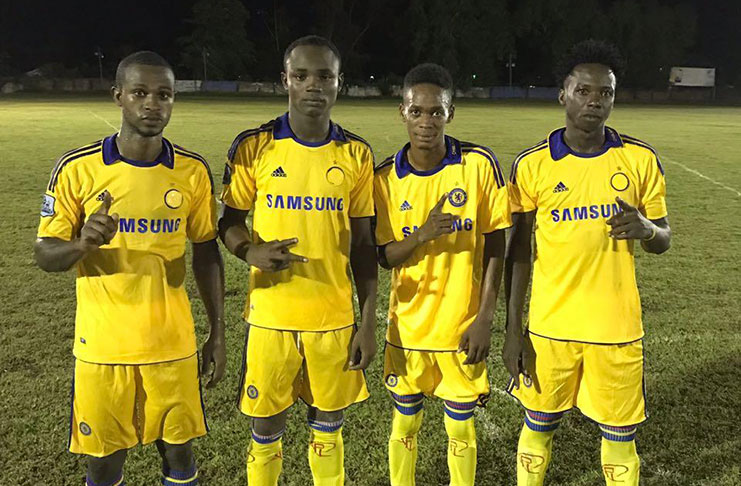 West Demerara scorers from left: Seon Babb, Jamal Harvey, Morgan Denny and Gideon Payne