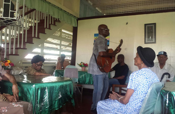 Senior citizens at the Archer’s Home being entertained by ‘Sweet Kendingo’  two Tuesdays ago
