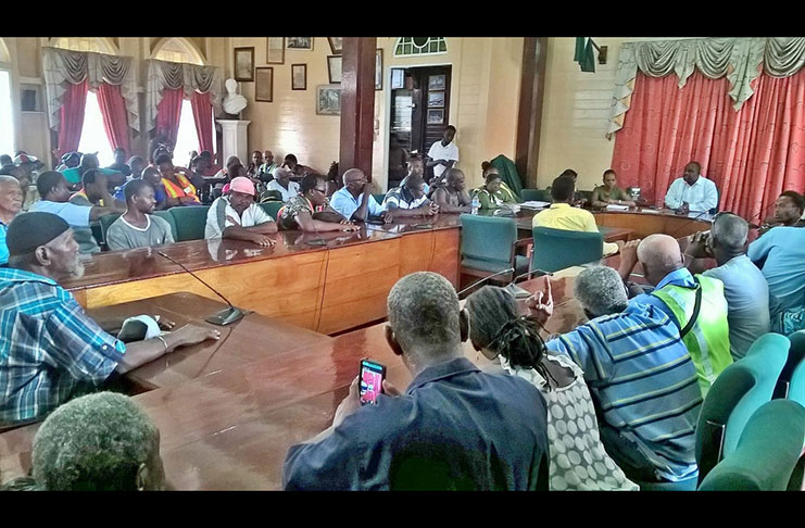 More than 50 workers turned out to protest the non-payment of salaries