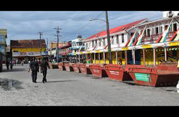 The surroundings  of Demico House in the  Stabroek Market area after a cleaning exercise.