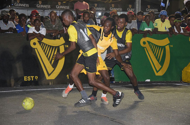 Part of the action in the Guinness Greatest of the Streets Football Tournament