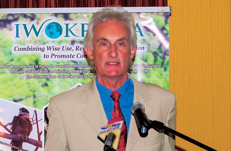 Director and Founder of the Global Canopy Programme, Andrew Mitchell addresses body (Photo by Delano Williams)