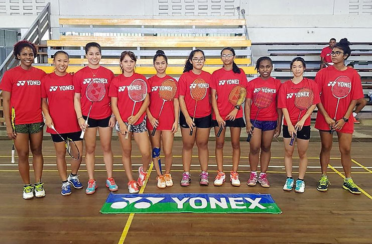 Guyana & Caribbean Ladies Badminton Champion Priyanna Ramdhani (fourth from right) at the end of the Pan American Badminton Federation Young Talents Camp 2017.
