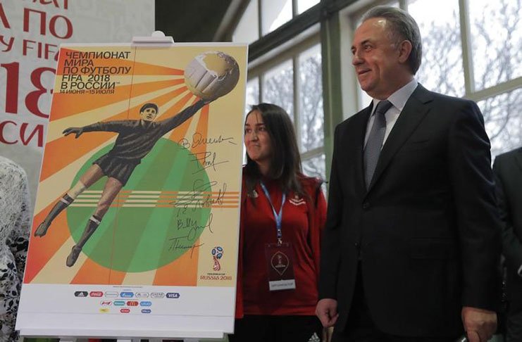 Russian Deputy Prime Minister Vitaly Mutko attends a ceremony unveiling the Official Poster for the 2018 FIFA World Cup Russia in Moscow, Russia on Tuesday.